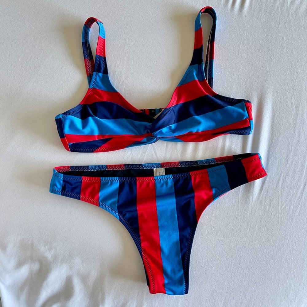 Solid & Striped Bikini Set - Small - image 1